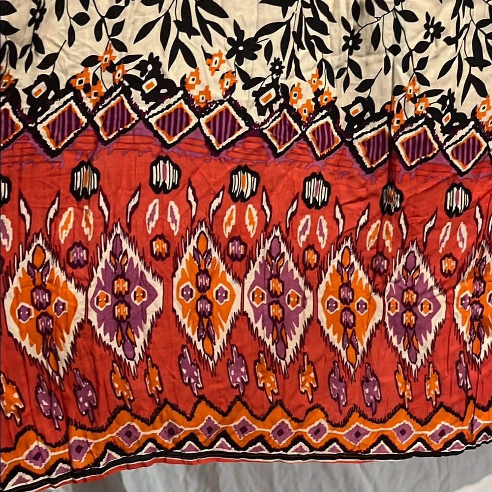 WD.NY Women’s Cream/Black/Multi Smocked A-Line Flowing Floral Midi Skirt… - Picture 5 of 7